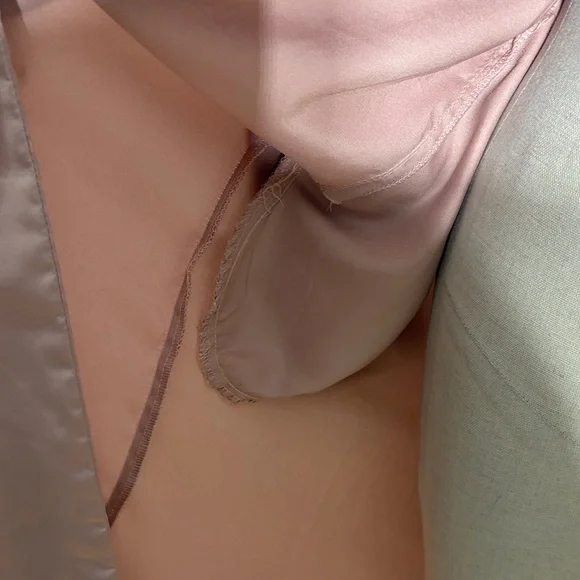 Rose Satin Longline Trench Coat with Tie Belt - Picture 8 of 10